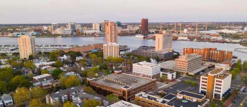 Aerial view of Portsmouth, Virginia