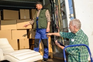 two mover load van with furniture boxes