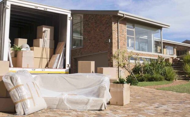 moving van outside house