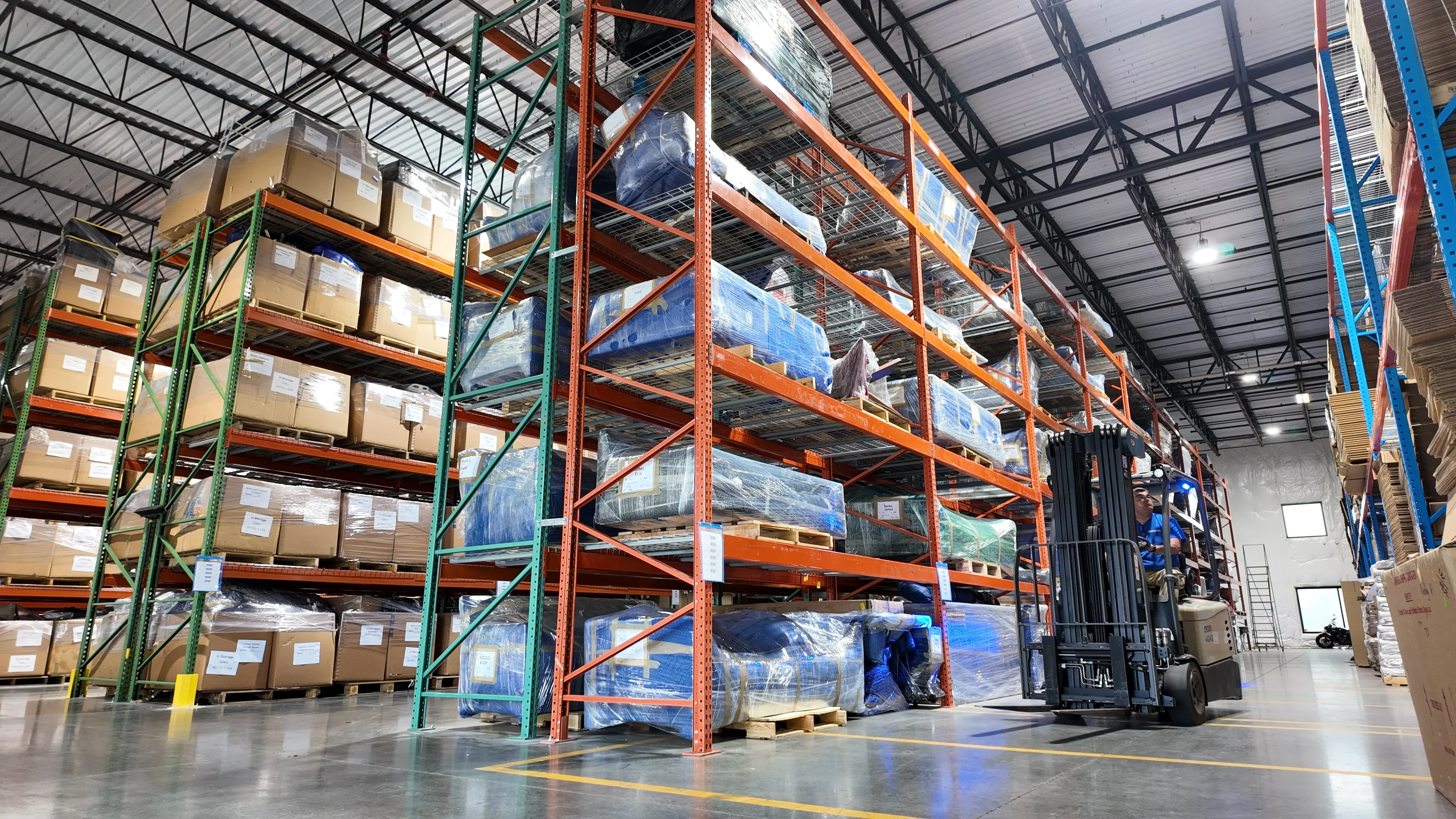 forklift in storage warehouse